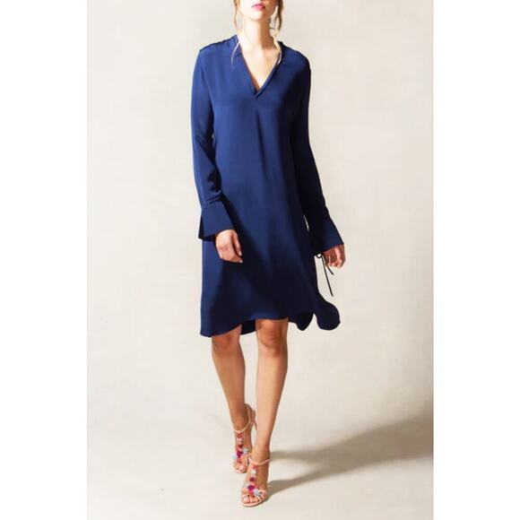 Isoude CREAM V-Neck Silk Georgette Shift Dress Women’s 14 Event Gala Wedding - Picture 1 of 8